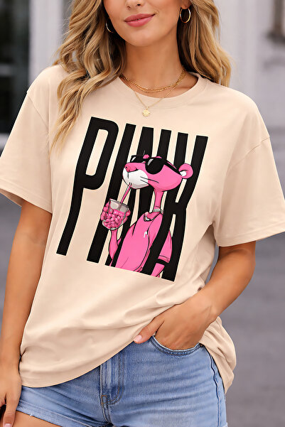 ArtYus Pink Printed Unisex Oversize T-Shirt – Cotton Crew Neck Casual Streetw...