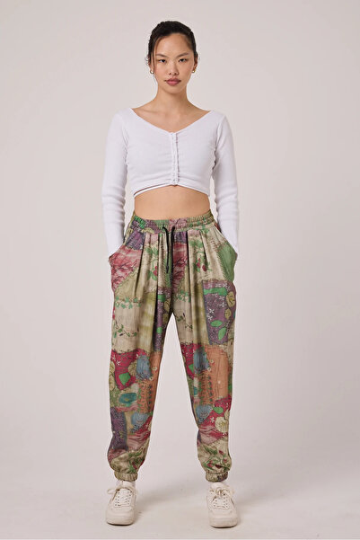 SUPERBLUE Kadın Sokak Tarzı Baskılı Bürümcük Spor Şalvar Pantolon