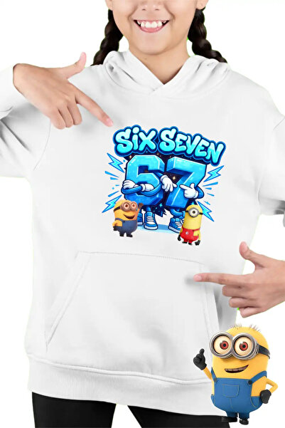 OEM Παιδικά Κορίτσια Μίνιονς 67 Έξι Επτά Απαισιότατοι Φούτερ με κουκούλα  "St...