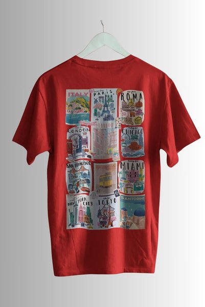 Ninkasiwear تي شيرت قطني كبير الحجم مطبوع عليه موضوع السفر والمدينة للجنسين 24/1
