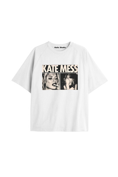 Kalic Studio Tricou oversize Kate Moss alb