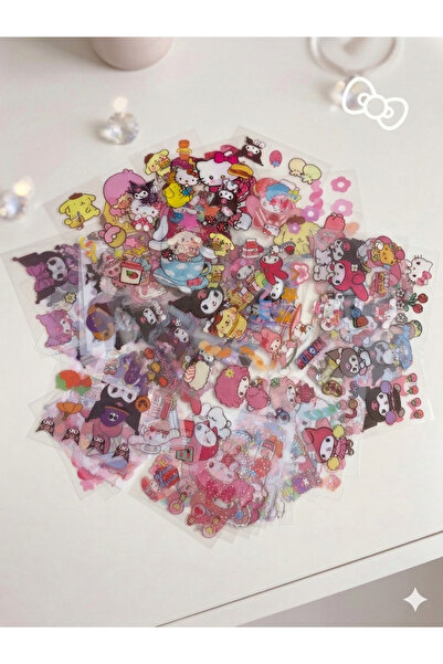 GLOWILLA Sanrio Karakterli Şeffaf Sticker Seti - Hello Kitty Kuromi My Melody...