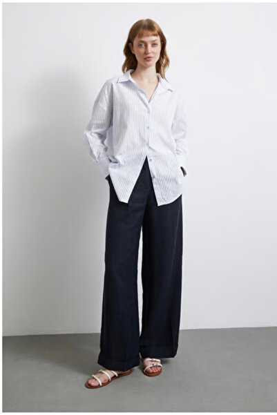 jöns since 1997 Γυναικείο ριγέ βαμβακερό εποχιακό πουκάμισο από ποπλίνα