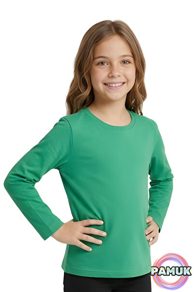 United Fabrics تي شيرت للأطفال بأكمام طويلة - تي شيرت أخضر اللون من القطن الأ...