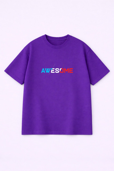 LORVEX Овърсайз унисекс тениска от 100% памук, с удобна кройка и принт