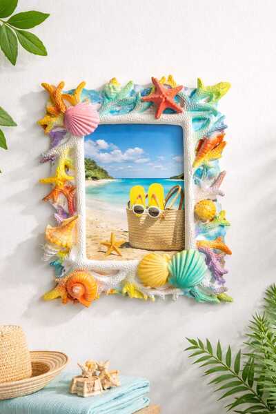 Deniz Temalı Boyanabilir Hobi Seti – Kendin Boya - Dıy | Dekoratif Fotoğraf Çerçevesi 28x23 cm