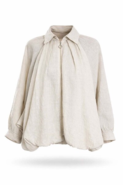 5in1Canpolat Stone Pleated Bomber Jacket 39446