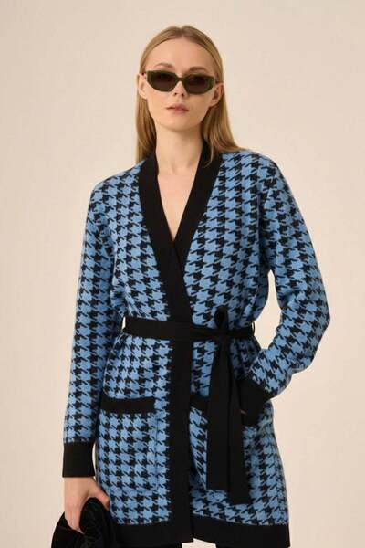 FTZ WOMEN Women's Crow's Feet Cardigan Black Blue 25250