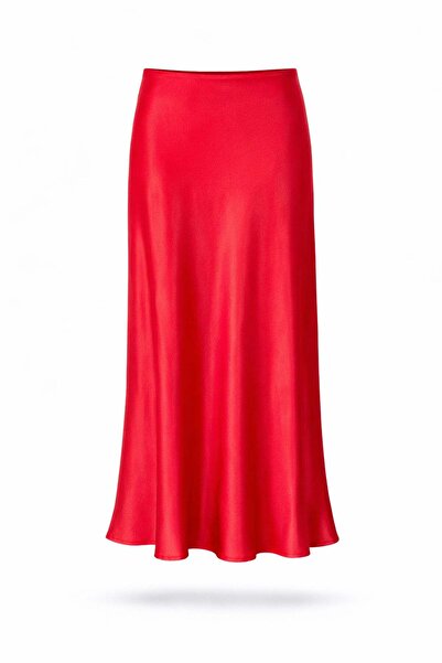 5in1Canpolat Crvena satenska suknja sa širokim leđima 18002