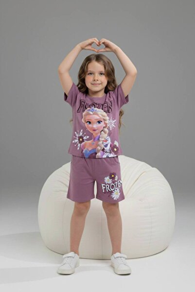 Yağmur Giyim PJKSKT Κοριτσίστικο κοντομάνικο σετ με σορτς με σχέδια 6575