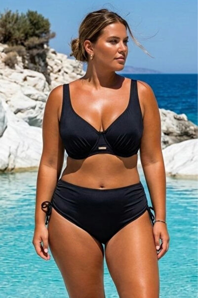 embody Women's Two Piece Swimsuit, Black, large size lm066
