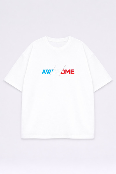 LORVEX Μπλουζάκι Oversize Unisex 100% Βαμβακερό Άνετο Μπλουζάκι με Στάμπα