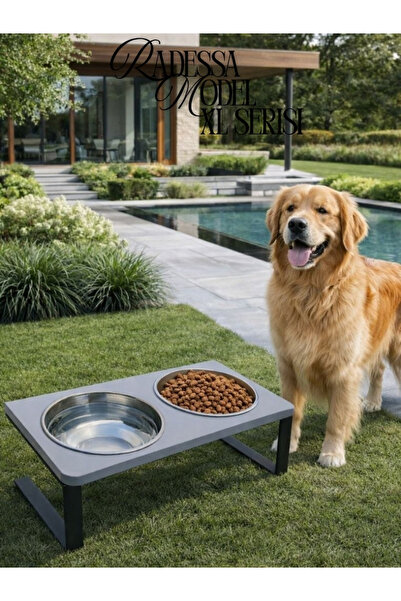 Okay Köpekler İçin %10 Eğimli XL Model Mama Standı İkili Mama ve Su Kabı Stan...