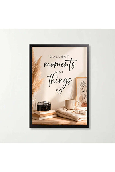 OEM Tablou decorativ cu mesaj Collect Moments Not Things, 21 x 29.7 cm, rama ...
