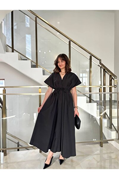 Sude Kızanlıklı Φόρεμα πουκάμισο με μανίκια νυχτερίδας και λεπτομέρεια με δέσ...