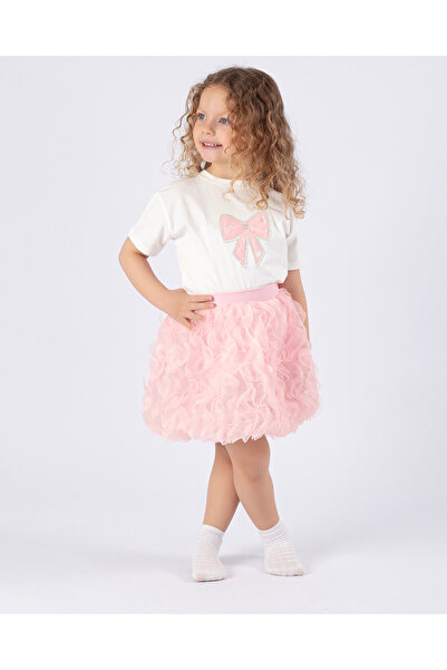 Nehirim Kids Kız Çocuk Kısa Kol Fiyonklu Tütü Prenses Etek Doğum ,Düğün , Öze...