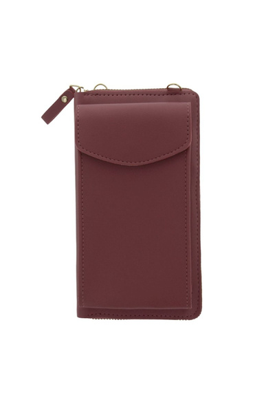 OEM Universal phone case, wallet type, with adjustable shoulder strap - Burgundy