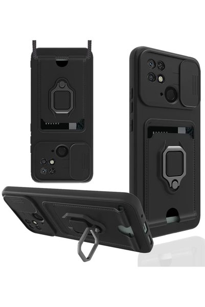 Generic Brand Xiaomi redmi 10c case zuma business card ring silicone - black