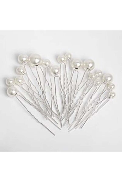 OEM Set de agrafe de păr cu mărgele albe în 3 mărimi pentru mireasă - 18 bucăți