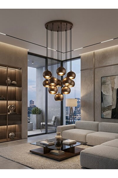 demet habek mylights 11 Başlıklı Mimari Küre Sarkıt Avize GU10 Os ram Ampül Y...