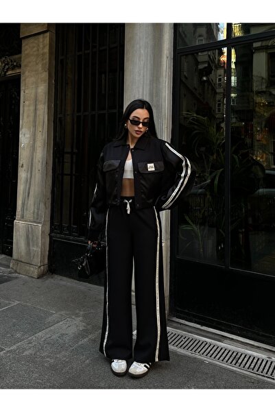 ASEDE Imported Fabric Striped Fabric Matchli Label Detailed Jacket and Pants ...