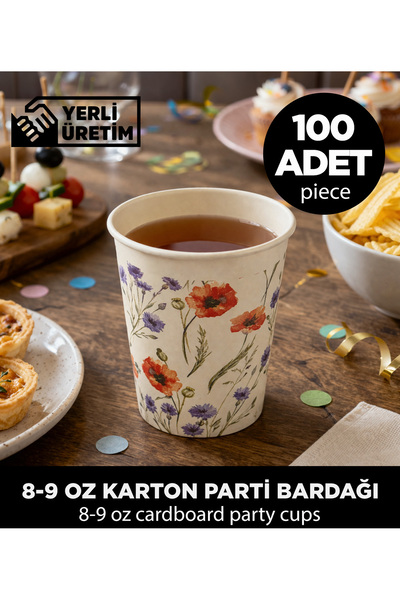 Sepet Doldur Gelincik ve Kır Çiçeği Desenli 8-9 Oz Şık Davet ve Organizasyon ...