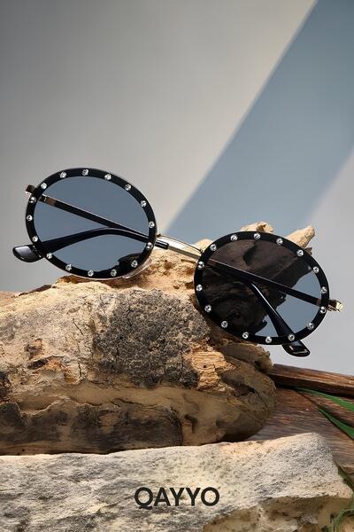 QAYYO Accessories Sepia Stone Oval Black Sunglasses 2026 Model Uv400 Women's ...