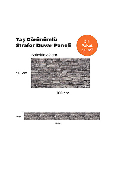 KnB Duvar Panelleri OYTAS-106 TAŞ GÖRÜNÜMLÜ 3D STRAFOR DUVAR PANELİ (5'Lİ PAKET)