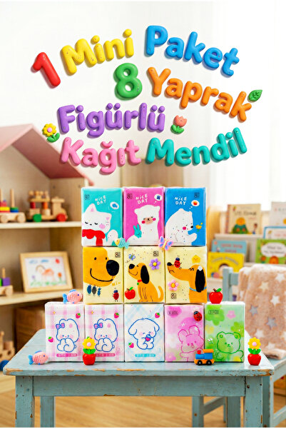 Shopping Faster 1 Mini Paket - 8 Yaprak Figürlü Desenli Kağıt Mendil Peçete K...