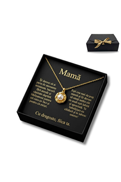 AVRALIA Lantisor Aur 18k Perla - Set Cadou pentru Mama, Garantie, Ambalaj Cad...