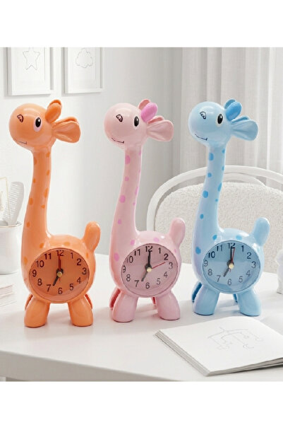 Flower Toys Dekoratif Kız Erkek Çocuk Zürafa Figürlü Analog Masa Saati