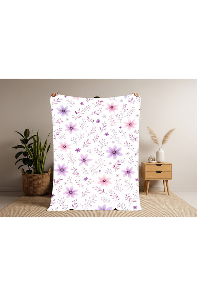 Piloji Floral Patterned Blanket 150X200 cm Pink-Purple Flowers – Soft Texture...