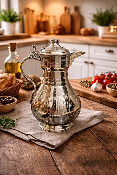 DMT COPPER HOME El Yapımı Bakır Sürahi 1,9 Litre – Kalaylı İç Yüzey, El İşlem...