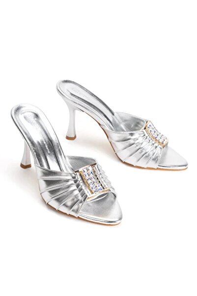 elvinshoes Angel Silver Buckled Evening Dress Slipper