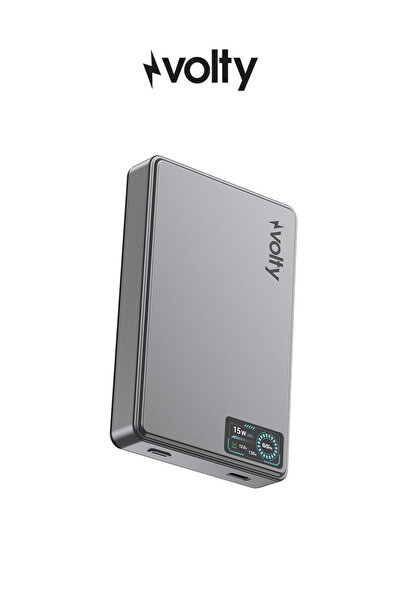 Volty MagSafe Powerbank 10000 mAh | 15W Kablosuz, 20W PD Hızlı Şarj, Dijital ...