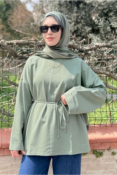 Moda Rosa 26Y6530 - MİNT - DİKİŞ DETAYLI YIRTMAÇLI SWEAT