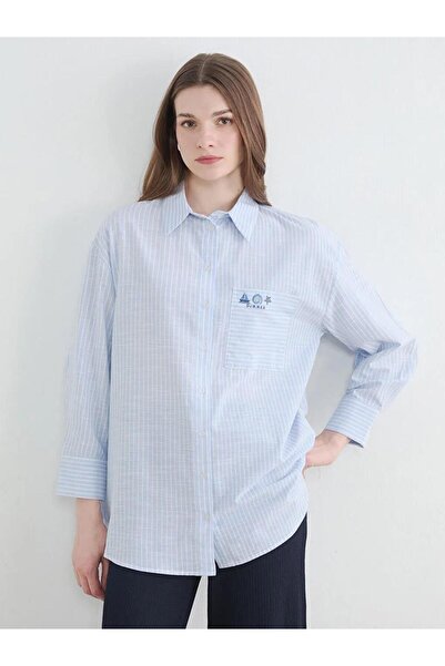 LC Waikiki Striped Oversize Poplin Women's Shirt Tunic (S6)