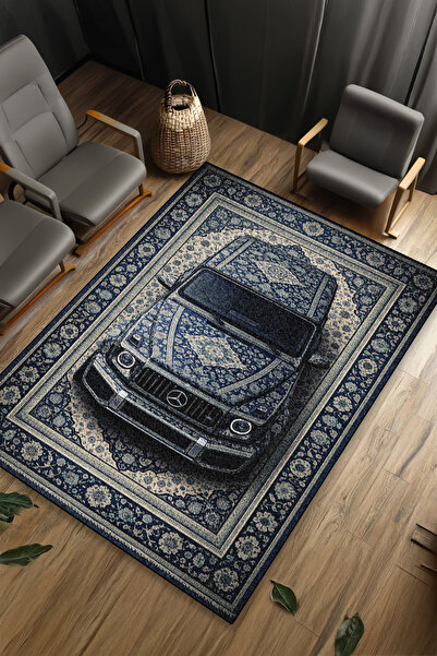 gxe.art Mercedes G63 Araba Desenli Halı Dijital Baskı Yıkanabilir Kaymaz Taba...