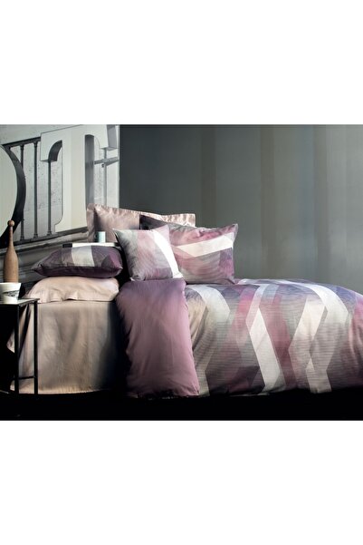 İssimo Home Helix Mor 210 TC (83 Tel) Dijital Pamuk Saten Aile Seti Nevresim ...
