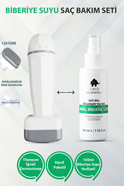ELAMOUR 120 Titanyum İğneli Ayarlanabilir Dermastamp - Biberiye Suyu Dökülme ...
