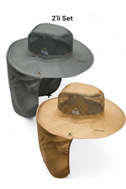 Mustran مجموعة من قطعتين من قبعات الصيف الواقية من الشمس، قبعة صيد شبكية للحم...