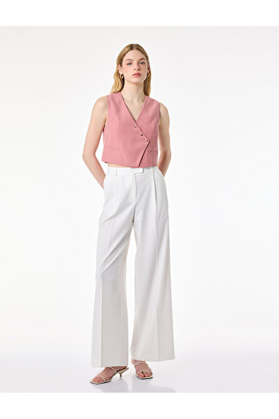 Koton Viscose Buttoned Asymmetrical Cut Vest