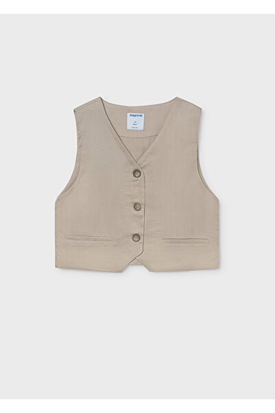 MAYORAL Girl's Buttoned Vest Beige - 06355