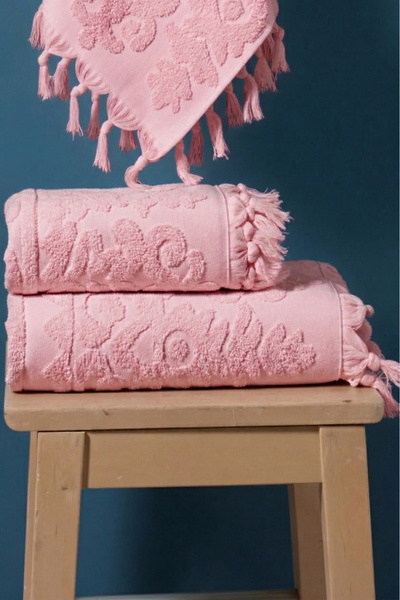 Bersay Tekstil 100% Cotton 2-Piece Luxurious, Jacquard, Dowry Bath Towel Set ...