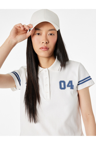 Koton Μπλουζάκι με κοντό μανίκι και κουμπιά, κανονική εφαρμογή, με κολεγιακό ...