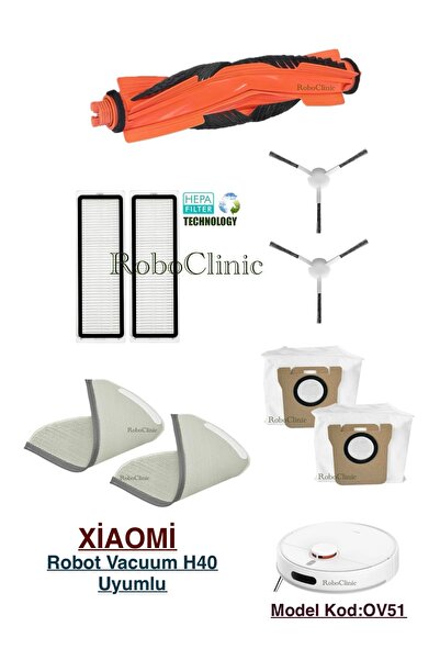 Roboclinic مكنسة كهربائية روبوتية شاومي مي H40 (OV51) متوافقة مع أكياس الغبار...
