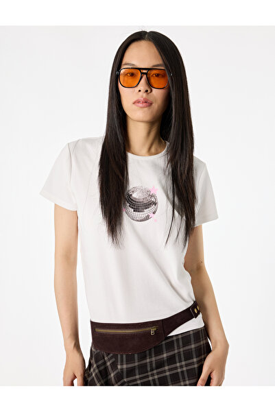 Koton Μπλουζάκι με στενή εφαρμογή, κοντό μανίκι, λαιμόκοψη ποδηλάτου, βαμβακε...