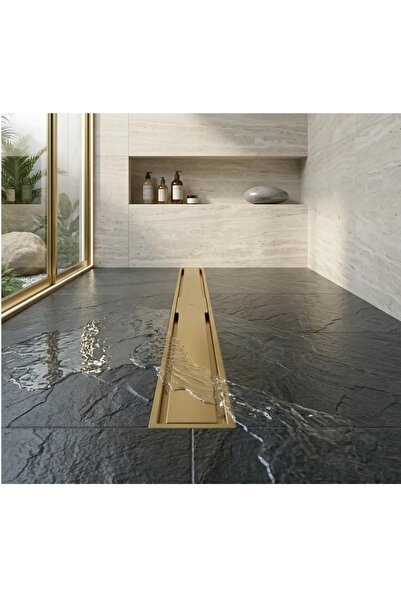 Herum Sifon de duș, montat în pardoseală, liniar, din oțel inoxidabil, set co...