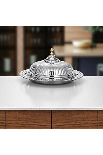 Almarjan Diwan Tray with Cover 40 cm Silver