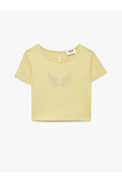 Koton Κοντομάνικη μπλούζα με λεπτομέρεια από πέτρα στον λαιμό